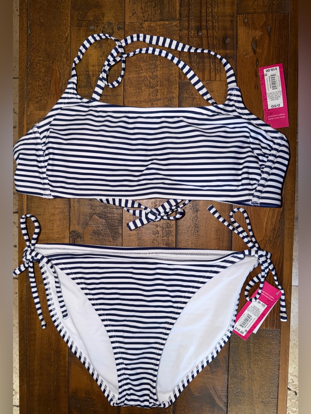 Target Girls Navy and White Striped Two-Piece Bikini